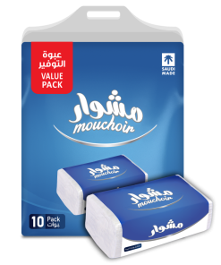مشوار مناديل وجه أكياس - 160 منديل مزدوج - 10 عبوات